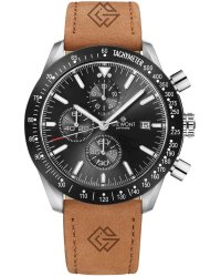 Giewont Chronograph Sapphire Мужские Часы Brown Black Leather 44mm