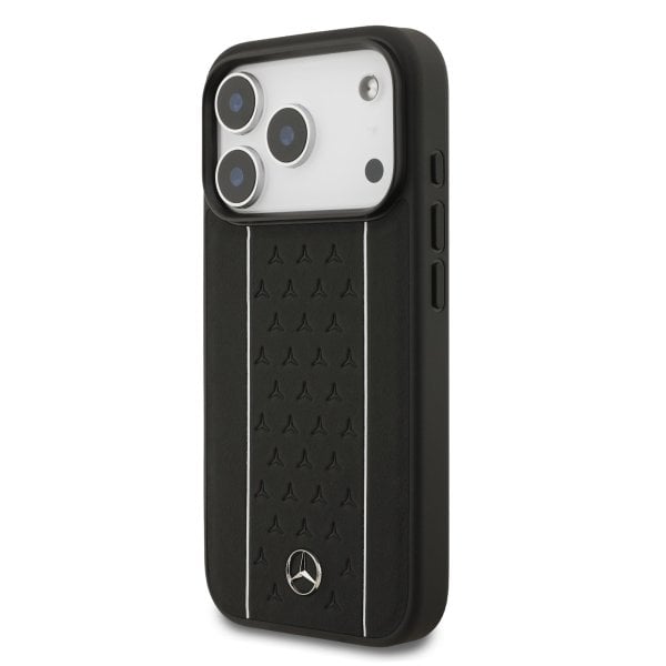 Mercedes Leather Star Pattern and Stripes MagSafe Case Чехол для Apple iPhone 17 Pro