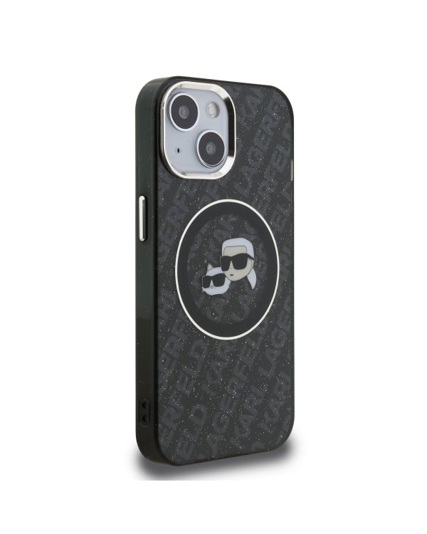Karl Lagerfeld IML K&CH Heads Repeated Logo MagSafe Case Защитный чехол для iPhone 15 / чёрный