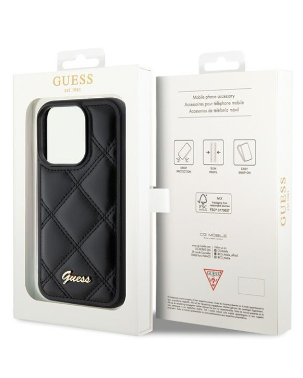 Guess Quilted Metal Logo Case Защитный Чехол для Apple iPhone 15 Pro