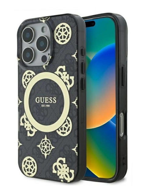 Guess IML Peony On 4G Background MagSafe Защитный Чехол для Apple iPhone 16 Pro