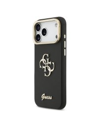 Guess PU Grained 4G Logo Stand Camera Frame Case Защитный чехол для iPhone 17 Pro Max / чёрный
