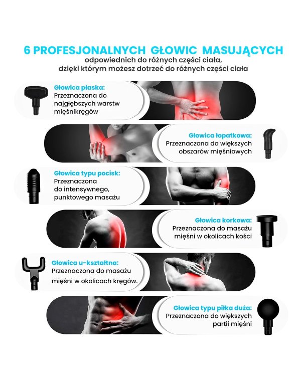 Extralink Massage Gun Pro Массажный пистолет / 3800 об/мин / 6 сменных насадок