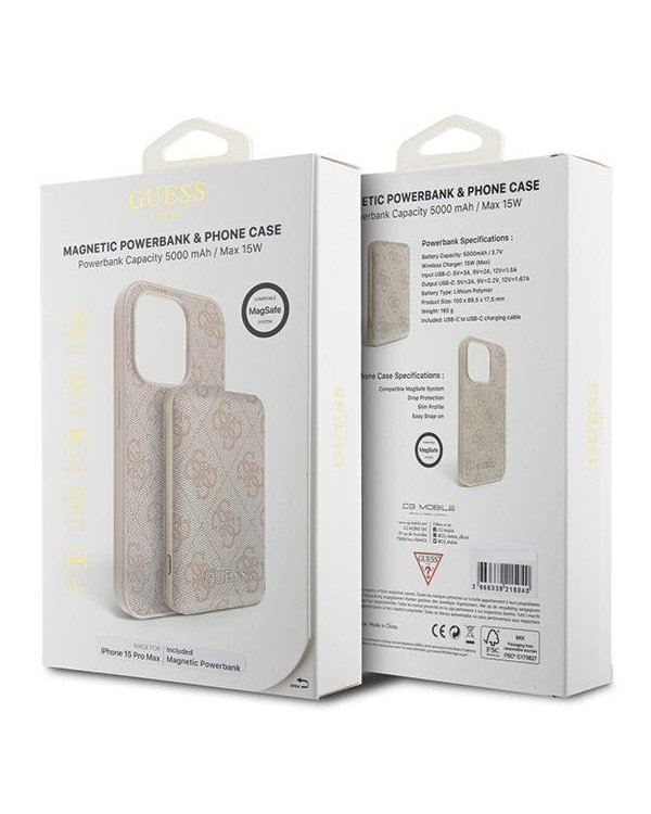 Guess GUBPM5P15X4GEMGP Чехол + Повер Банк для Apple iPhone 15 Pro Max
