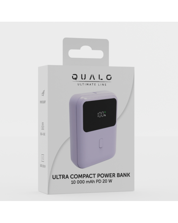 Qualo QPB10‑LD‑20‑09 Повер Банк 10000mAh / LED / 20W / USB-A / USB-C