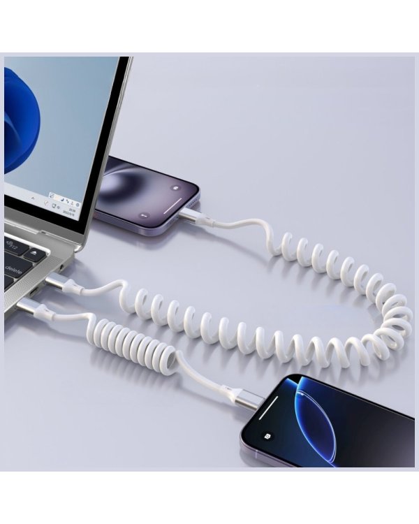 4smarts USB-C Спиральный кабель для передачи данных и зарядки 1.35m / 240W / белый