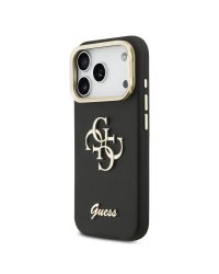Guess PU Grained 4G Logo Stand Camera Frame Case Защитный чехол для iPhone 17 Pro / чёрный