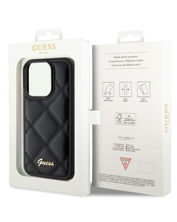 Guess Quilted Metal Logo Case Защитный Чехол для Apple iPhone 15 Pro Max