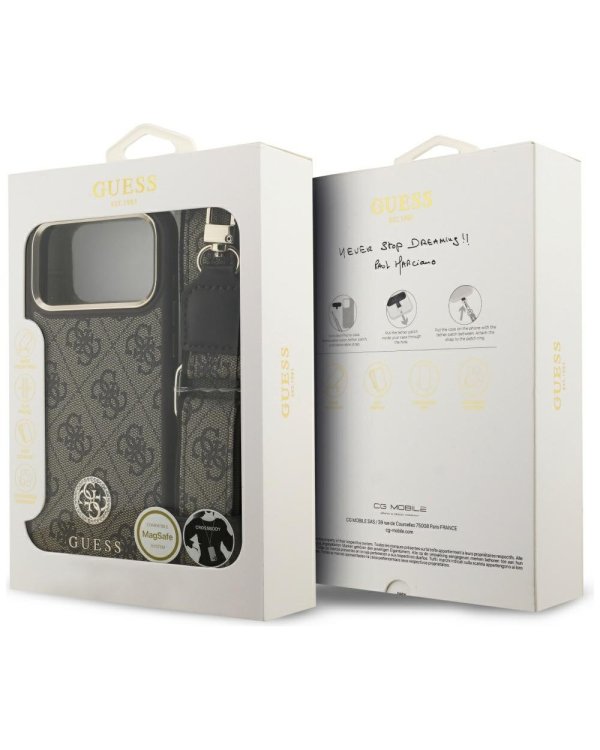 Guess 4G Strass Logo & Big Strap Metal Buttons MagSafe Case Защитный Чехол для Apple iPhone 17 Pro Max