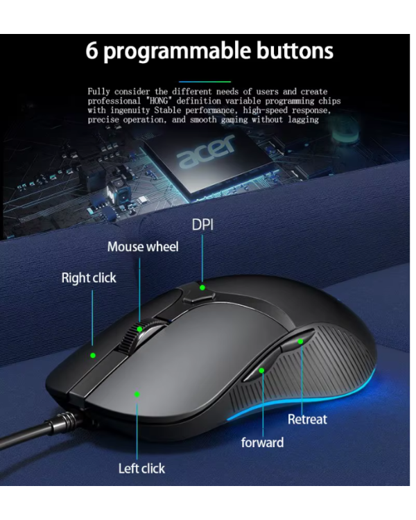 Acer OMW214 Проводная оптическая мышь 6400DPI