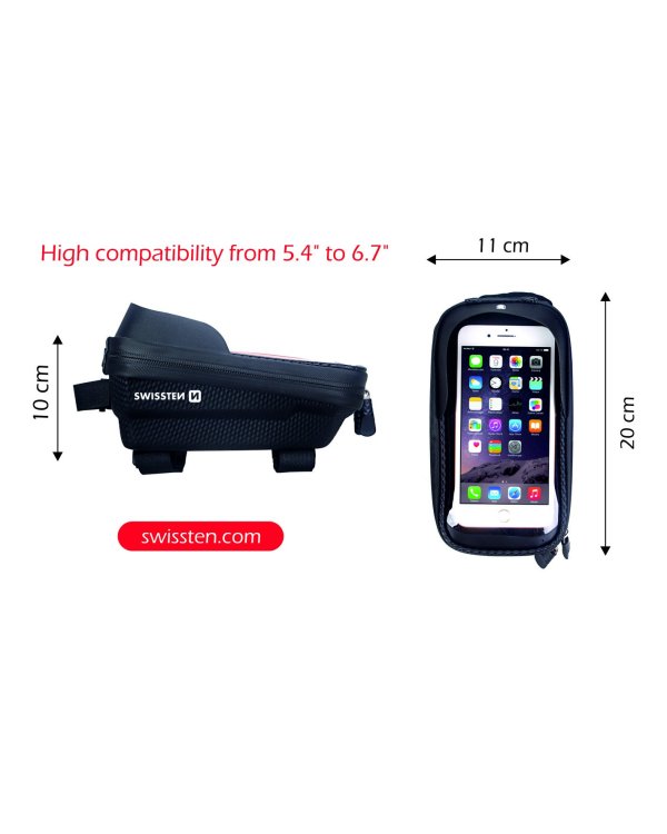 Swissten Водонепроницаемый держатель для велосипеда / сумка для мобильных телефонов 5,4 - 6,8 дюймов