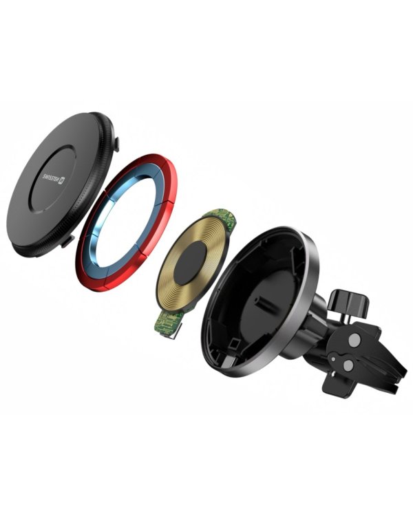 Swissten Airhold Магнитный автомобильный держатель с беспроводным зарядным устройством 15W / 7.5W (совместим с MagSafe)