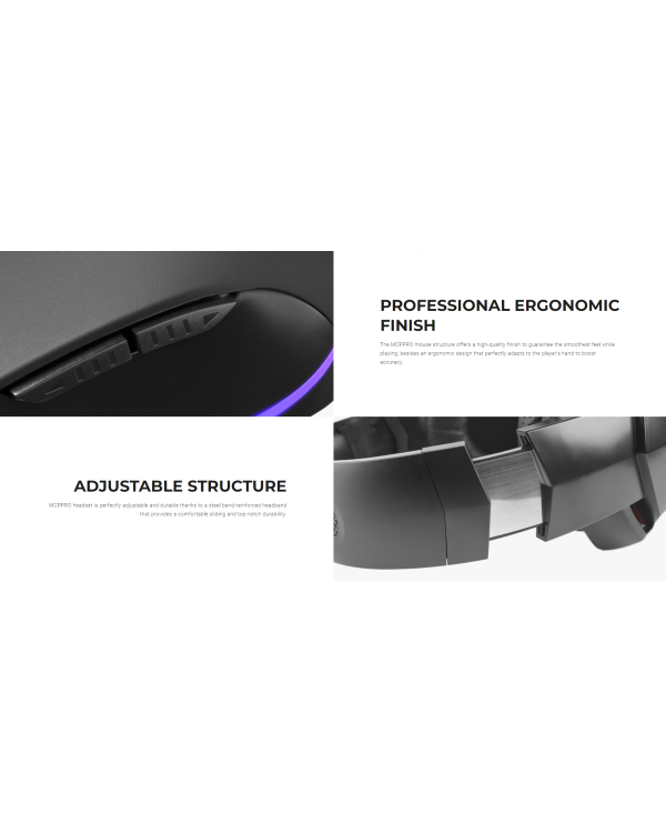 Дополнительное изображение книги «Mars Gaming MCPPRO Combo 3in1 Spēļu pele ar austiņām un paliktni RGB / 9800 DPI / USB 7.1 / 780x300mm»