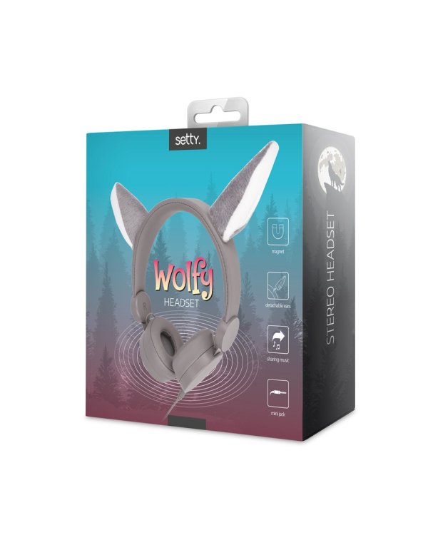 Setty Wolfy Универсальные наушники для Детей С проводом 1.2m / Ушки / 85dB