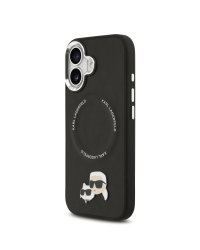 Karl Lagerfeld PU Karl and Choupette Heads Pins MagSafe Case Защитный чехол для iPhone 17 / чёрный