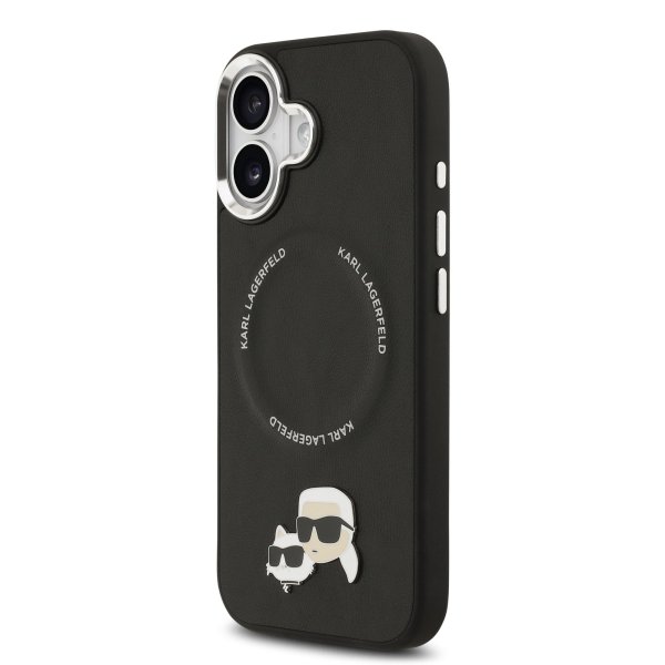 Karl Lagerfeld PU Karl and Choupette Heads Pins MagSafe Case Защитный чехол для iPhone 17 / чёрный