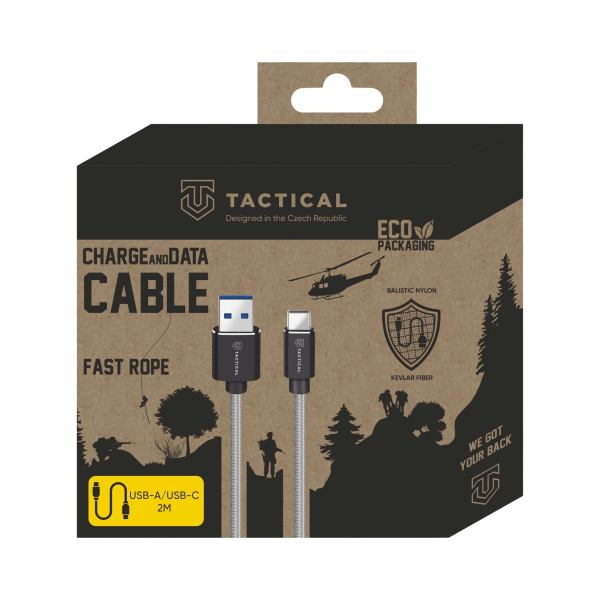 Обложка книги «Tactical Fast Rope Kevlar USB-A/USB-C Кабель 2m / серый»