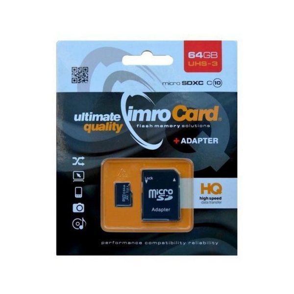 Imro Карта Памяти microSDXC 64GB / cl. 10 / UHS-3 + Adapter Imro Карта Памяти microSDXC 64GB / cl. 10 / UHS-3 + Adapter
