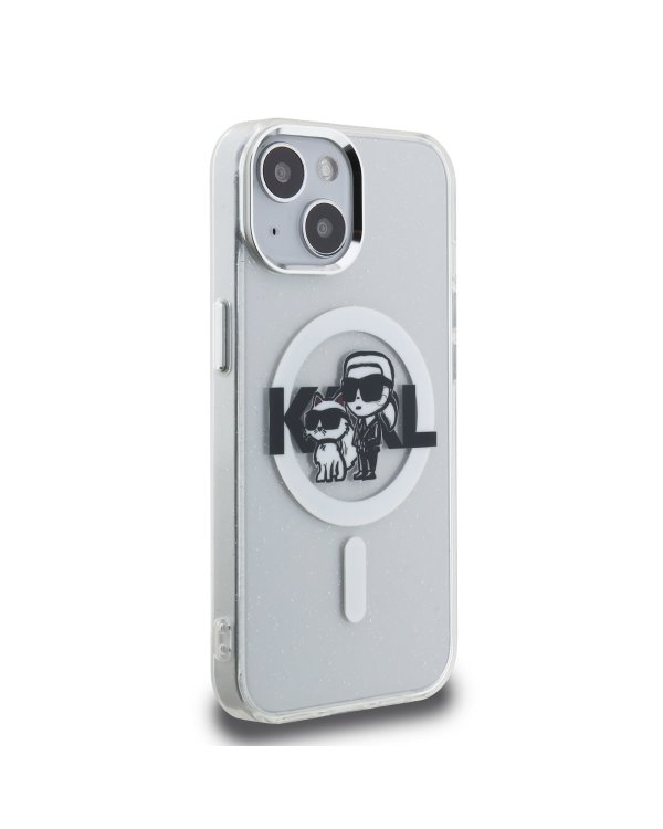 Karl Lagerfeld IML Glitter Karl and Choupette Sketch MagSafe Case Защитный чехол для iPhone 15 / прозрачный
