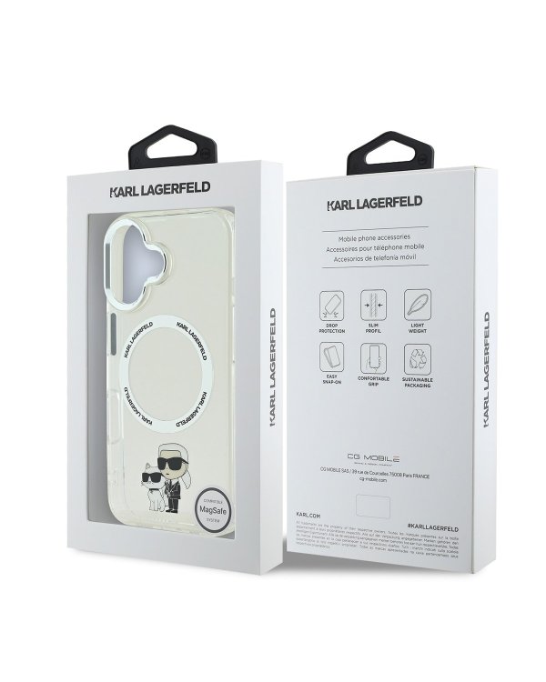 Karl Lagerfeld IML Karl and Choupette MagSafe Case Защитный чехол для iPhone 16 / прозрачный