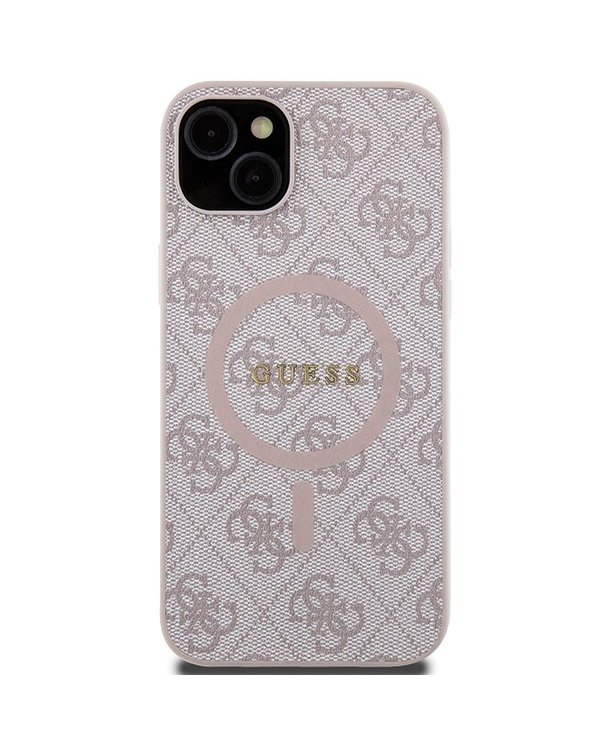 Guess 4G Collection Leather Metal Logo MagSafe Чехол для Apple iPhone 13 / 14 / 15