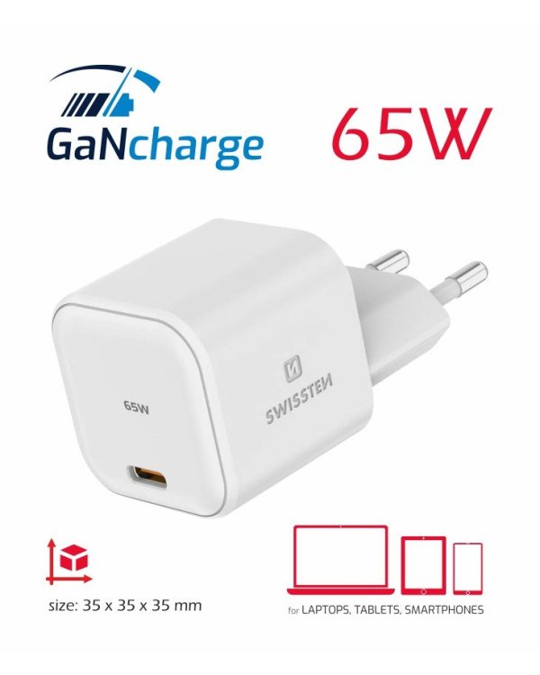 Swissten GaN Travel Charger Адаптер USB-C 65W