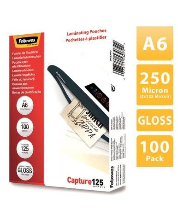 Fellowes A6 Пленки для Ламинирования Глянцевые 125 Микрон (100 шт.)