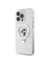 Karl Lagerfeld Ringstand Karl and Choupette MagSafe Защитный чехол для iPhone 16 Pro Max / белый