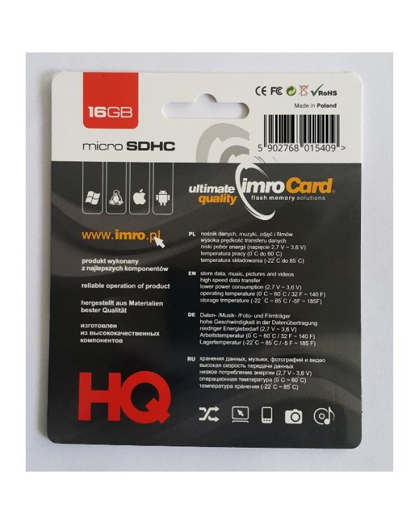 Imro Карта Памяти microSDHC 16GB / cl. 6