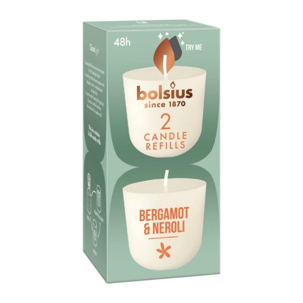 Bolsius CleanLight Сменные Свечи 2шт Bergamot&Neroli