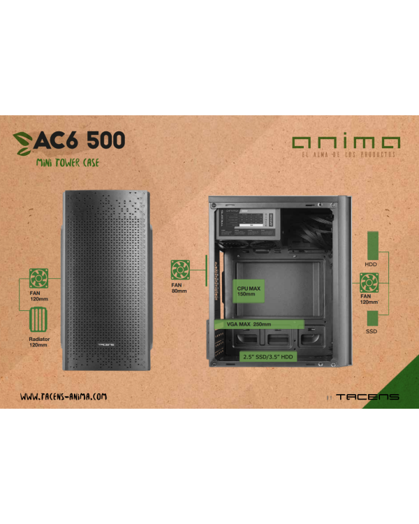 Anima AC6 500 Mini-Tower Компьютерный корпус mATX / 500W / Чёрный