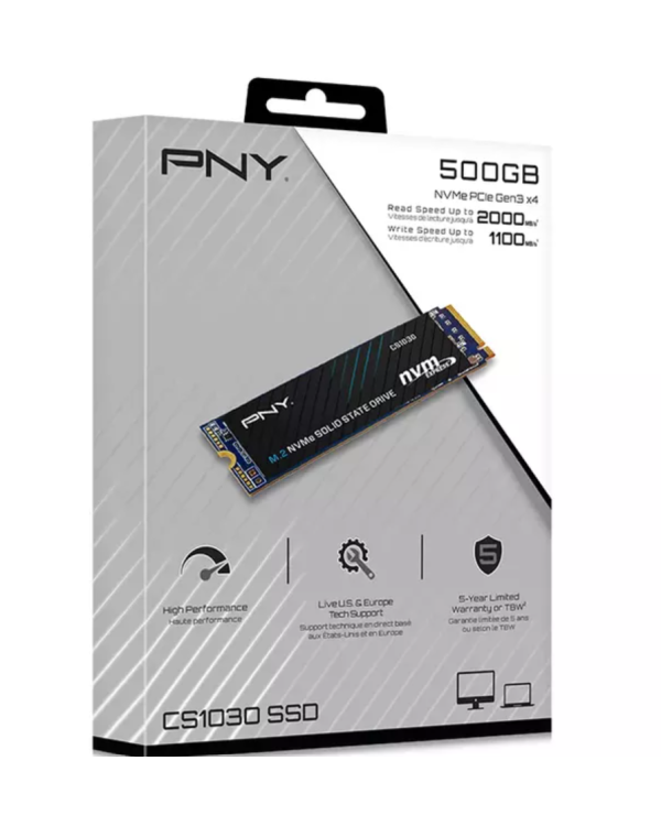 PNY CS1030 500GB M.2 2280 PCI-E x4 Gen3 NVMe Диск SSD