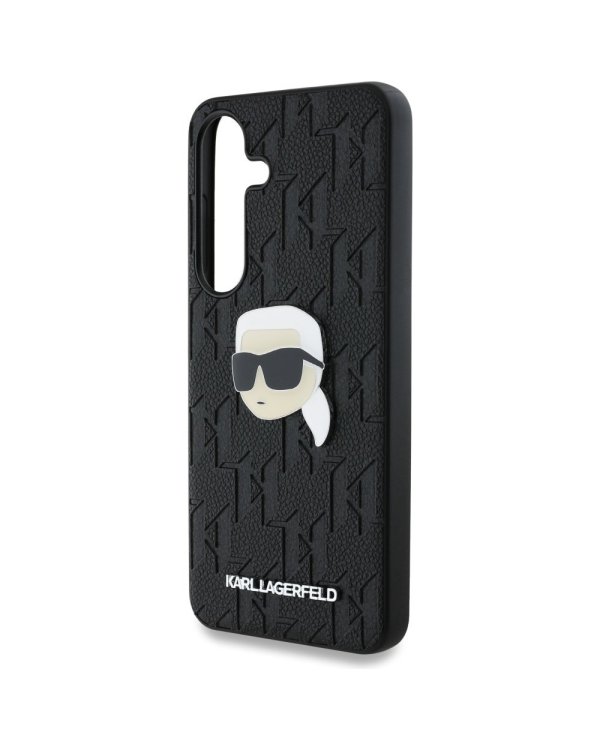Karl Lagerfeld Leather Monogram Pin Logo Karl Head Чехол для Samsung Galaxy S25 Plus