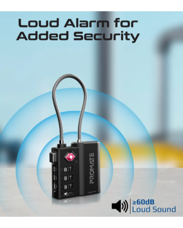 Promate TagLock Багажный замок TSA с Smart отслеживающей биркой и приложением Apple Find My