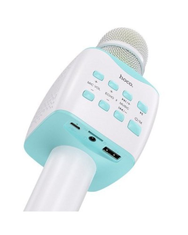 Hoco BK5 Bluetooth Микрофон Караоке с Колонкой / LED / 5W / Aux / USB / MicroSD / Синий