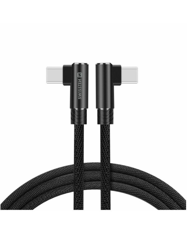 Swissten Плетеный L Типа Универсальный Quick Charge 3.1 USB-C на USB-C Кабель данных 1.2 m