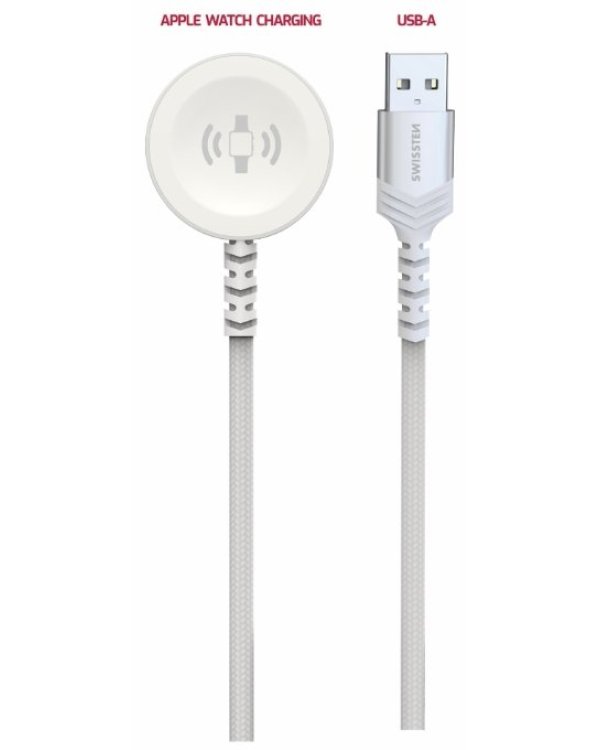 Swissten Braided Беспроводное магнитное зарядное устройство для Apple Watch 1.2m