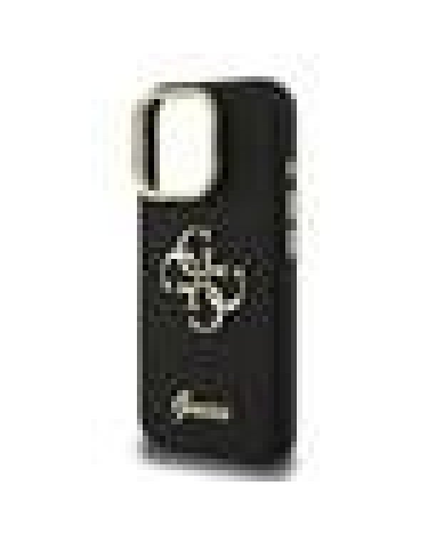 Guess PU Grained 4G Logo Stand Camera Frame Case Защитный чехол для iPhone 15 Pro Max / чёрный