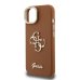 Guess PU Grained 4G Logo Stand Camera Frame Case Защитный чехол для iPhone 14 / коричневый