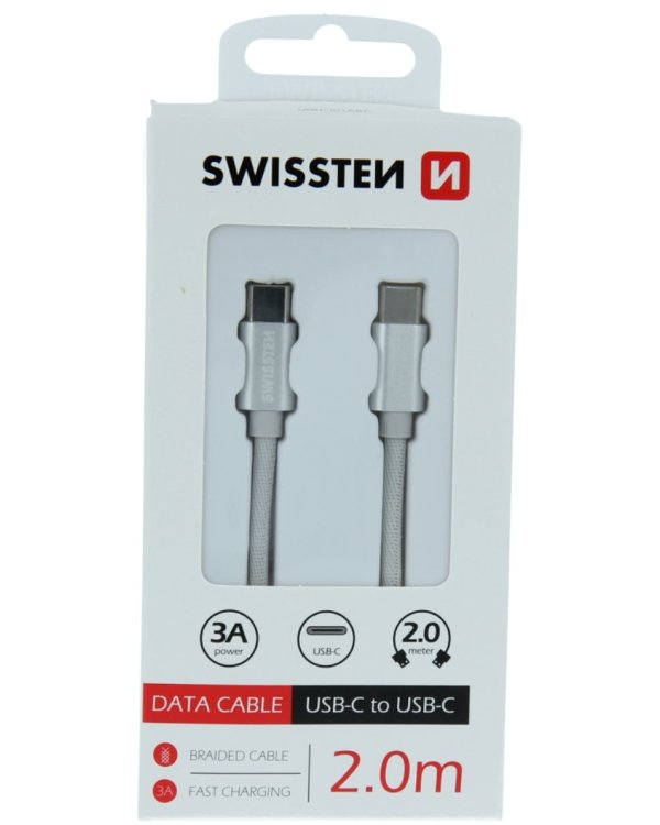 Swissten Textile Универсальный Quick Charge 3.1 USB-C - USB-C Кабель данных 2м