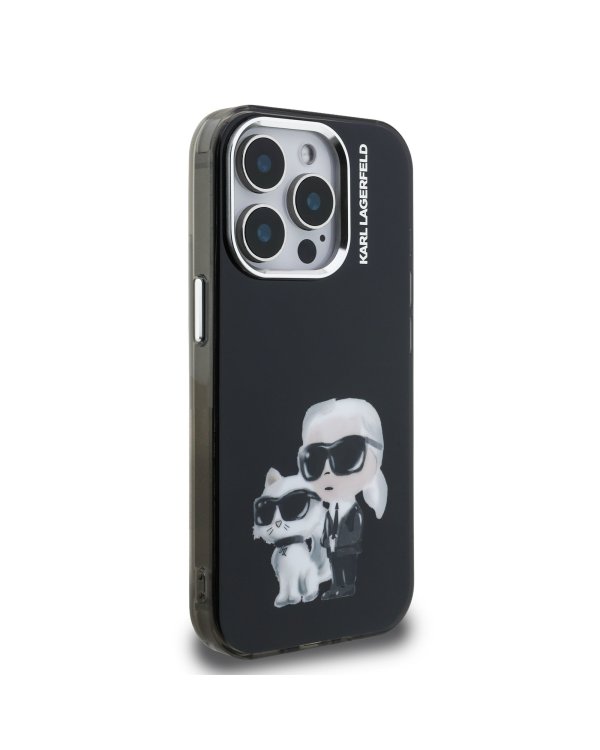 Karl Lagerfeld IML Aquarelle Karl and Choupette Защитный чехол для iPhone 15 Pro / чёрный