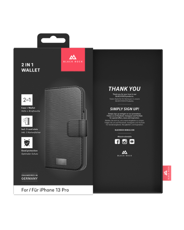 Black Rock 2 in 1 Wallet Detachable Защитный Чехол для Apple iPhone 13 Pro