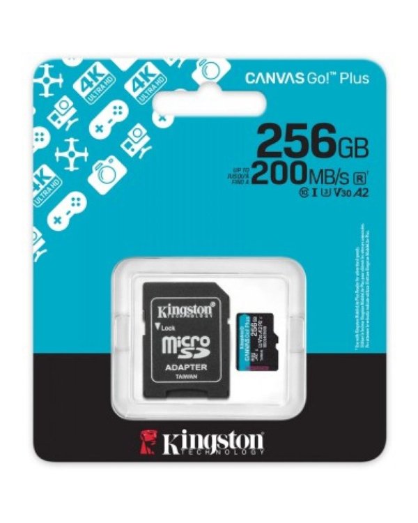 Kingston microSDXC Canvas Go! Plus Gen4 Карта Памяти 256GB A2 U3 V30 + adapter