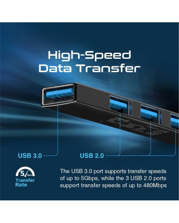 PROMATE LiteHub-4 USB-C Hub 3x USB 2.0 / 1x USB 3.0