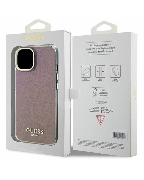 Guess IML Faceted Mirror Disco Iridescent Case Защитный Чехол для iPhone Apple 15