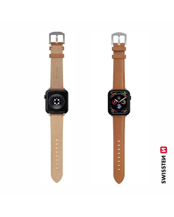 Swissten Leather Band Кожаный Ремешок для Часов Apple Watch 42 / 44 / 45 / 49 mm