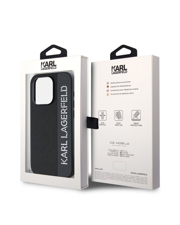 Дополнительное изображение книги «Karl Lagerfeld PU Saffiano Rhinestone Charm Case Защитный чехол для iPhone 15 Pro / чёрный»