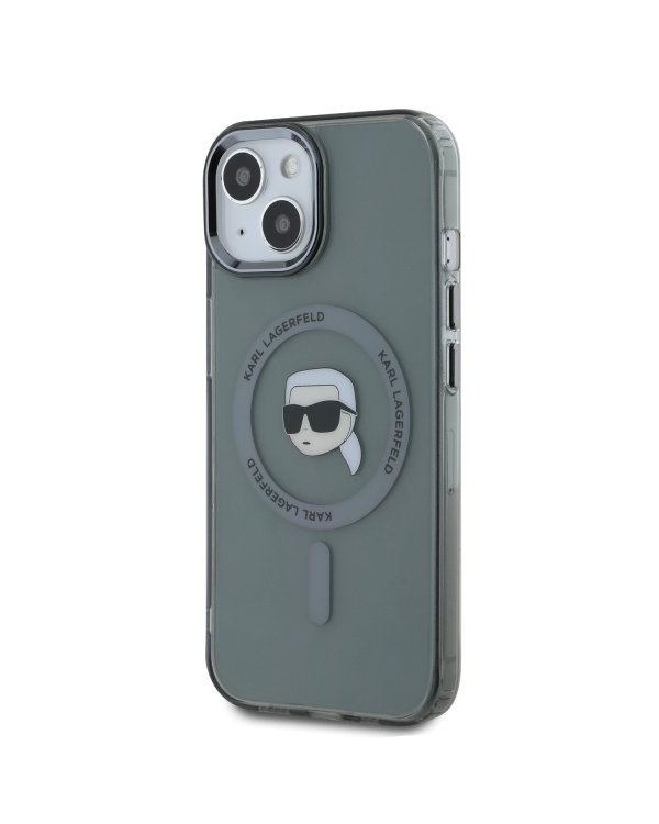 Karl Lagerfeld IML Karl Head Metal Frame MagSafe Защитный чехол для iPhone 15 / чёрный