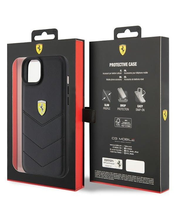 Ferrari Quilted Metal Logo Back Case Защитный Чехол для Apple iPhone 15 Plus