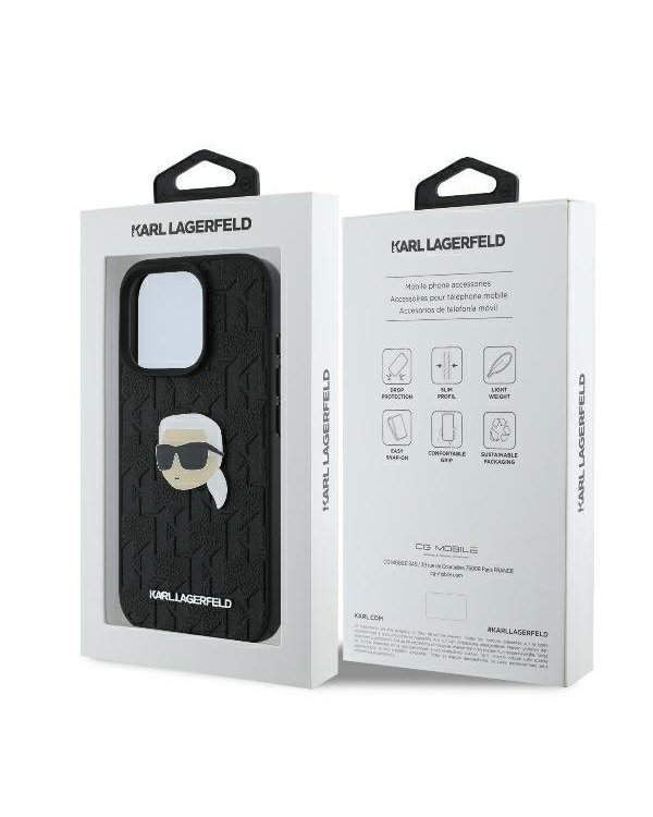 Karl Lagerfeld Monogram Karl Head Pin Защитный Чехол для Apple iPhone 16 Pro